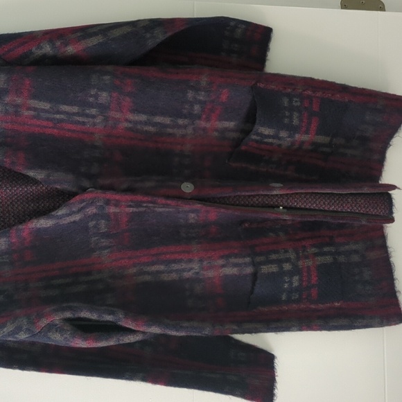 J.O.A. Plaid Sweater Cardigan Oversized Cozy Plum Fall Colors Academia Sz M - Picture 5 of 10